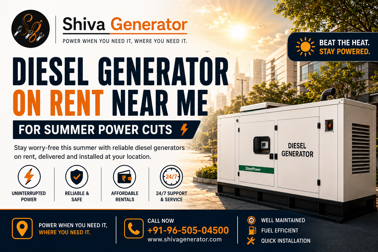 Diesel Generator on Rent Near Me for Summer Power Cuts